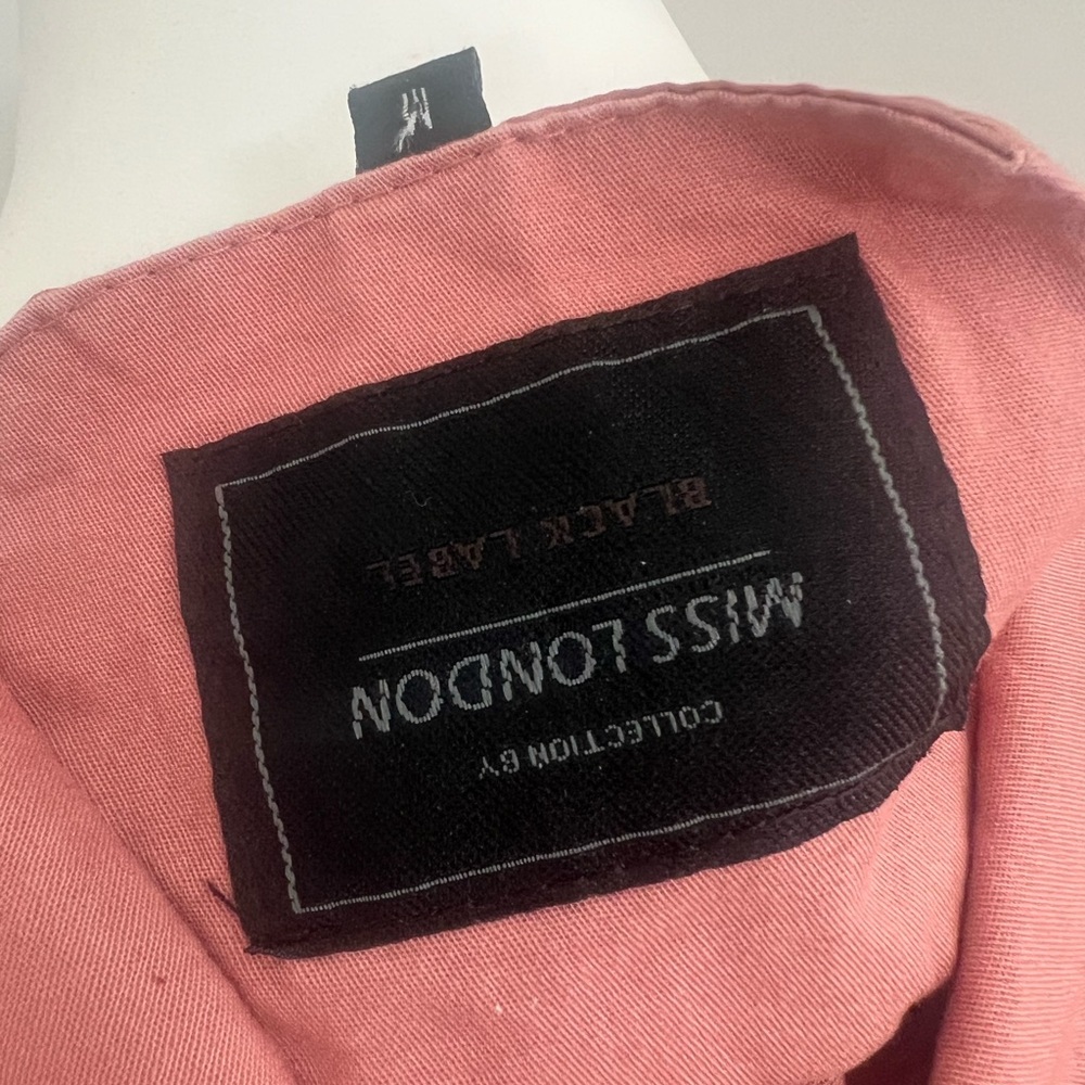 Miss London Pink Trench Coat with Belted Waist - Picture 2 of 3